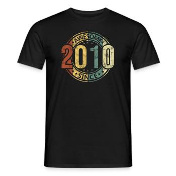 Génial depuis 2010 Retro Vintage Birthday - T-shirt homme - noir - Devant - AI Model Male 178 light (178cm)