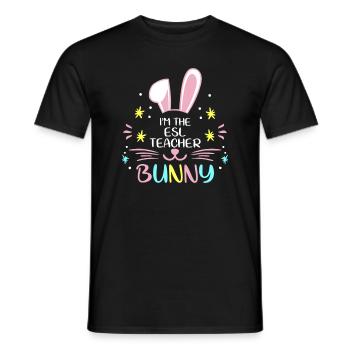 I'm The ESL Teacher Bunny Easter Day Rabbit Family - Men's T-Shirt - black - Front - AI Model Male 178 light (178cm)