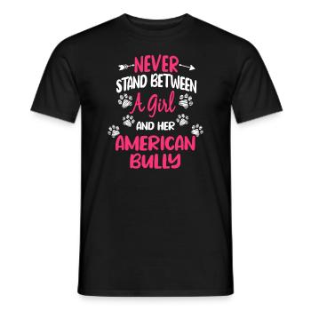 Ne vous tenez jamais entre une fille et sa brute américaine - T-shirt homme - noir - Devant - AI Model Male 178 light (178cm)