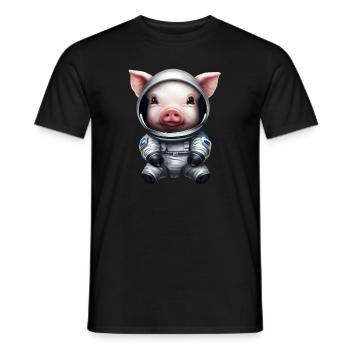 Cochon en tant qu’astronaute - T-shirt homme - noir - Devant - AI Model Male 178 light (178cm)