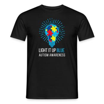 Light It Up Blue Autism Awareness Ribbon Puzzle Pi - Men's T-Shirt - black - Front - AI Model Male 178 light (178cm)
