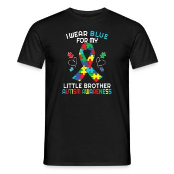 I Wear Blue For My Little Brother Autism Awareness - Men's T-Shirt - black - Front - AI Model Male 178 light (178cm)