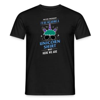 Never Thought I'd Be Wearing A Unicorn - Men's T-Shirt - black - Front - AI Model Male 178 light (178cm)