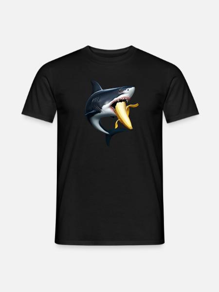 Shark eats banana - Men's T-Shirt - black