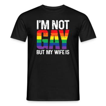 Je ne suis pas gay mais ma femme est drôle LGBT arc-en-ciel - T-shirt homme - noir - Devant - AI Model Male 178 light (178cm)