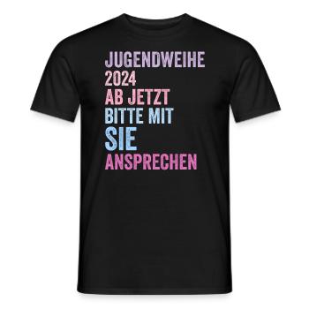 Jugendweihe 2024 Ab Jetzt Bitte Mit Sie Ansprechen - Männer T-Shirt - Schwarz - Vorne - AI Model Male 178 light (178cm)