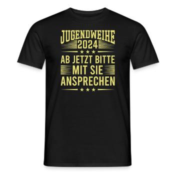 Jugendweihe 2024 Ab Jetzt Bitte Mit Sie Ansprechen - Männer T-Shirt - Schwarz - Vorne - AI Model Male 178 light (178cm)