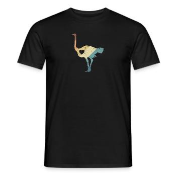Animal oiseau d’autruche dans la savane - T-shirt homme - noir - Devant - AI Model Male 178 light (178cm)