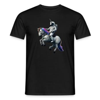 Astronaut on unicorn with unicorn helmet - Men's T-Shirt - black - Front - AI Model Male 178 light (178cm)
