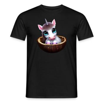 Einhorn in einer Kokosnussschale - Männer T-Shirt - Schwarz - Vorne - AI Model Male 178 light (178cm)