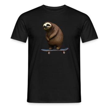 Skateboard Faultier - Männer T-Shirt - Schwarz - Vorne - AI Model Male 178 light (178cm)