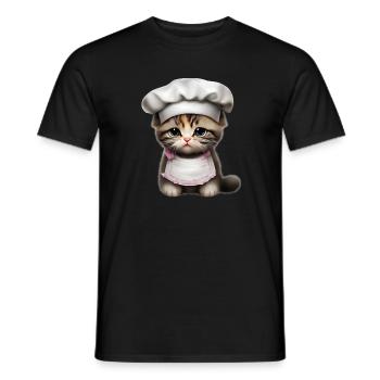 Chef Kat - Heren T-shirt - zwart - Voor - AI Model Male 178 light (178cm)