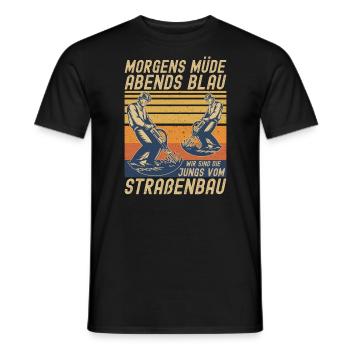 Morgens Müde Abends Blau Straßenbau - Männer T-Shirt - Schwarz - Vorne - AI Model Male 178 light (178cm)