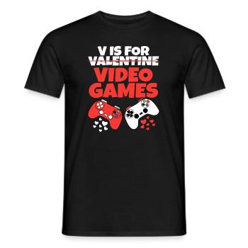V steht für Videospiele, Valentinstag, lustige Spiele - Männer T-Shirt - Schwarz - Vorne - AI Model Male 178 light (178cm)