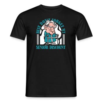 Rentner Rente Lustig Dont Forget My Discount - Männer T-Shirt - Schwarz - Vorne - AI Model Male 178 light (178cm)