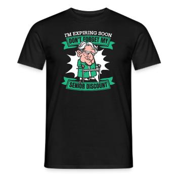 Pensioner Pension Fun Don't Forget My Senior Discount - Men's T-Shirt - black - Front - AI Model Male 178 light (178cm)