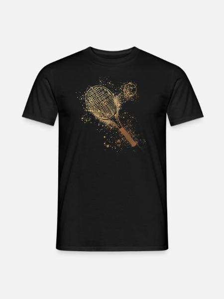 tennis,aufschlag, aquarell, tennisspieler,gold - Männer T-Shirt - Schwarz
