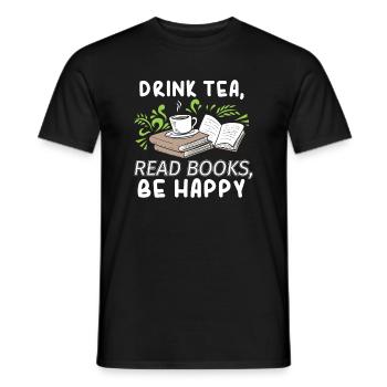 Tee trinken Bücher lesen Glücklich sein Abibliophobie Litera - Männer T-Shirt - Schwarz - Vorne - AI Model Male 178 light (178cm)