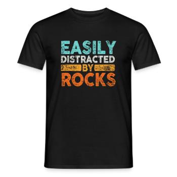 Facilement distrait par la géologie des roches - T-shirt homme - noir - Devant - AI Model Male 178 light (178cm)