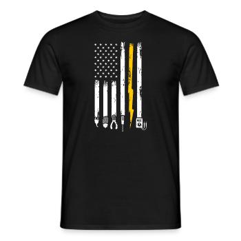 Electrician US Flag Tools for Electricians - Men's T-Shirt - black - Front - AI Model Male 178 light (178cm)