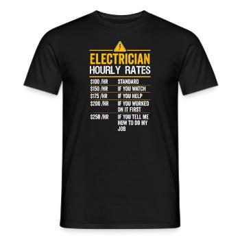 Lustiger Elektriker Stundensätze Linienrichter Geschenk für El - Männer T-Shirt - Schwarz - Vorne - AI Model Male 178 light (178cm)