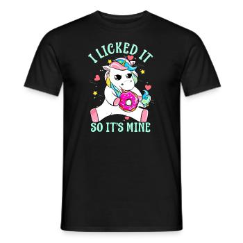 Lustiges Sprichwort, ich habe es geleckt, also ist es mein Einhorn-Cutef - Männer T-Shirt - Schwarz - Vorne - AI Model Male 178 light (178cm)
