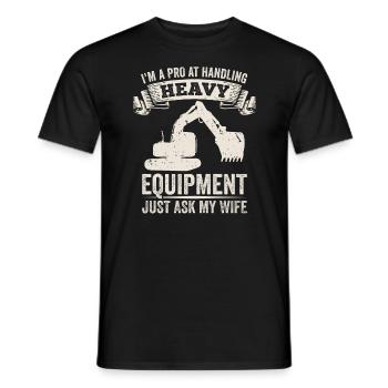 Retro Excavator Slogan Excavator Driver Construction Site - Men's T-Shirt - black - Front - AI Model Male 178 light (178cm)