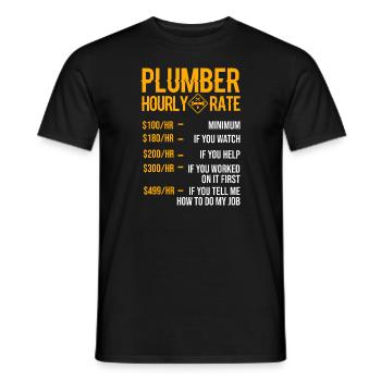 Drôle de plombier Hommes Plombier Plombier à taux horaire - T-shirt homme - noir - Devant - AI Model Male 178 light (178cm)