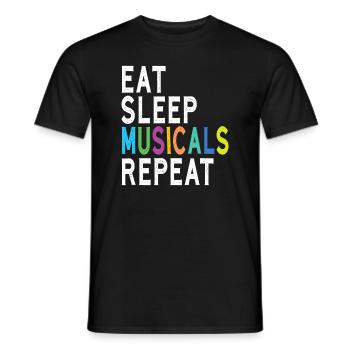 Eat Sleep Musicals Repeat, Broadway Schauspiel Geschenke,t - Männer T-Shirt - Schwarz - Vorne - AI Model Male 178 light (178cm)