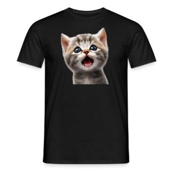 Baby cat is amazed - Men's T-Shirt - black - Front - AI Model Male 178 light (178cm)