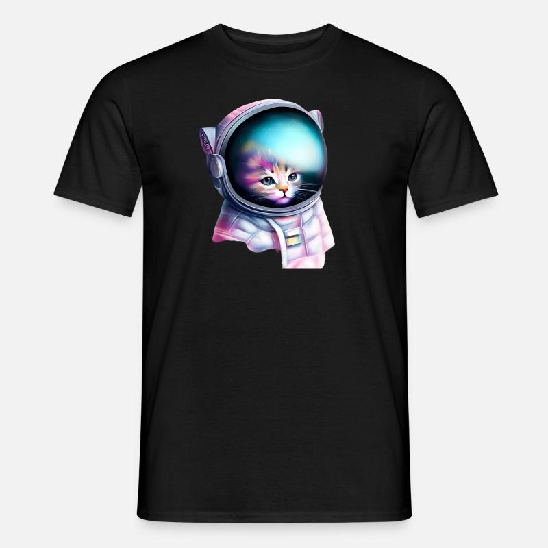 Astronaut Katze - Männer T-Shirt - Schwarz