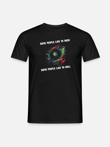 Rock'n roll vinyl record with music slogan - Men's T-Shirt - black