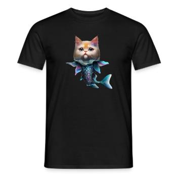 Fish Cat Fusion - Men's T-Shirt - black - Front - AI Model Male 178 light (178cm)