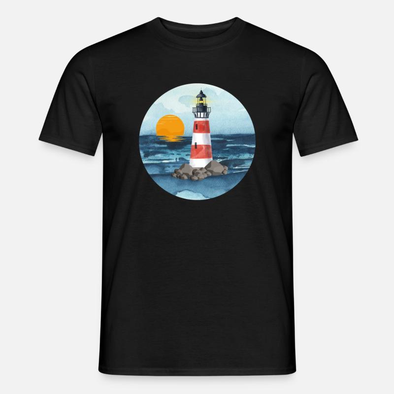 Leuchtturm - Männer T-Shirt - Schwarz