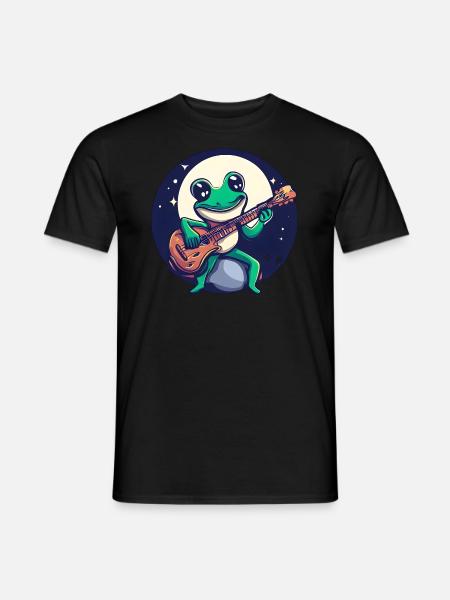 Frosch Gitarre Mondschein - Männer T-Shirt - Schwarz