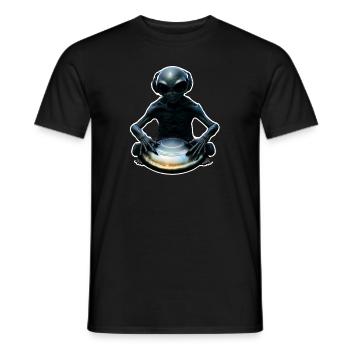 Alien Handpan Spieler - Männer T-Shirt - Schwarz - Vorne - AI Model Male 178 light (178cm)