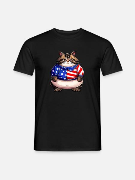 Chat drapeau américain - T-shirt homme - noir