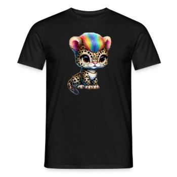 Bébé léopard à crinière arc-en-ciel - T-shirt homme - noir - Devant - AI Model Male 178 light (178cm)