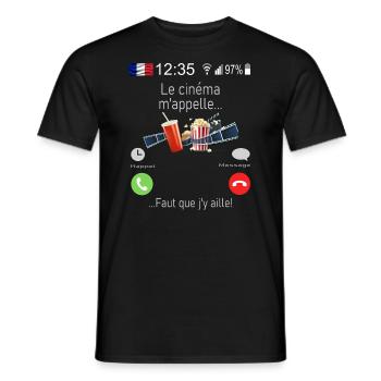 Le cinéma M appelle Faut que j y aille - T-shirt homme - noir - Devant - AI Model Male 178 light (178cm)