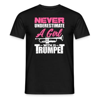 Trompetenmädchen Lustiger Trompetenspieler Marching Band - Männer T-Shirt - Schwarz - Vorne - AI Model Male 178 light (178cm)