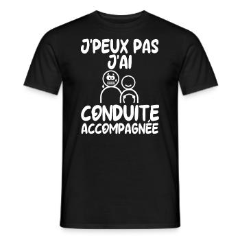 J'peux Pas J'ai Conduite Accompagnée Humour Jeune - T-shirt homme - noir - Devant - AI Model Male 178 light (178cm)