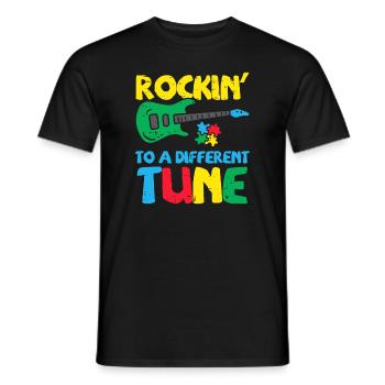 Rockin zu unterschiedlicher Melodie Gitarre Autismus Bewusstsein M - Männer T-Shirt - Schwarz - Vorne - AI Model Male 178 light (178cm)