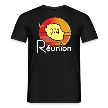 idee cadeau souvenir carte ile de la reunion 974 - T-shirt homme - noir - Devant - AI Model Male 178 light (178cm)