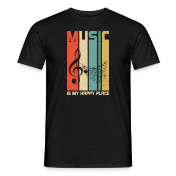 Music is My Happy Place Gift Musician Lover Artist - Men's T-Shirt - black - Front - AI Model Male 178 light (178cm)