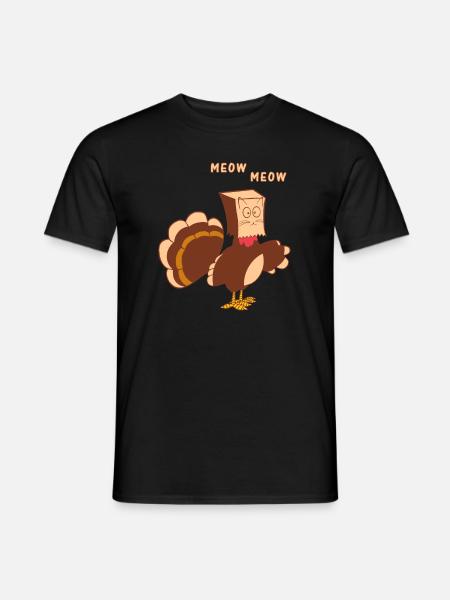 Thanksgiving Cat Funny Fake Cat Meow Thanksgiving - T-shirt uomo - nero