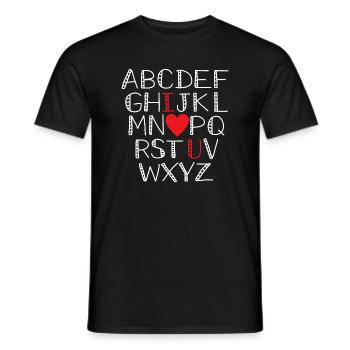 Alphabet ABCD I Love You Heart Valentines Day Cute - Men's T-Shirt - black - Front - AI Model Male 178 light (178cm)