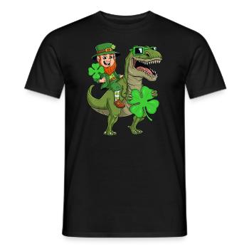 St Patricks Day Leprechaun Riding T Rex Funny Dino - T-shirt homme - noir - Devant - AI Model Male 178 light (178cm)