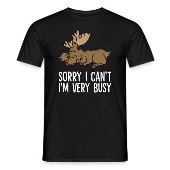 Sorry I Can't I'm Very Busy Cute Sleeping Moose - Men's T-Shirt - black - Front - AI Model Male 178 light (178cm)