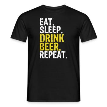 Manger dormir Boire Bière Répéter Cadeau - T-shirt homme - noir - Devant - AI Model Male 178 light (178cm)