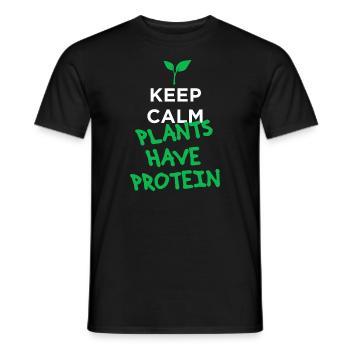 Ruhe bewahren Pflanzen haben Protein vegan - Männer T-Shirt - Schwarz - Vorne - AI Model Male 178 light (178cm)